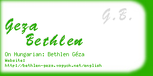 geza bethlen business card