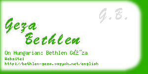 geza bethlen business card